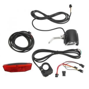 EJ.life Kit de klaxon de lumière de vélo Ensembles de feux arrière de phare de vélo électrique Double interrupteur ABS 4 perles