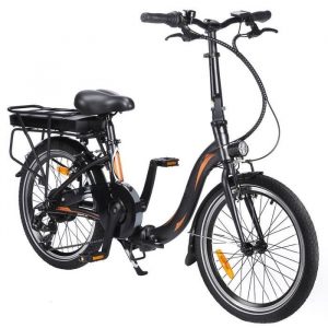 FAFRES 20F054 Vélo électrique 250W 20 Pouces Cadre Pliant 7 Vitesses Avec Batterie Amovible 10AH Lumière LED - Noir