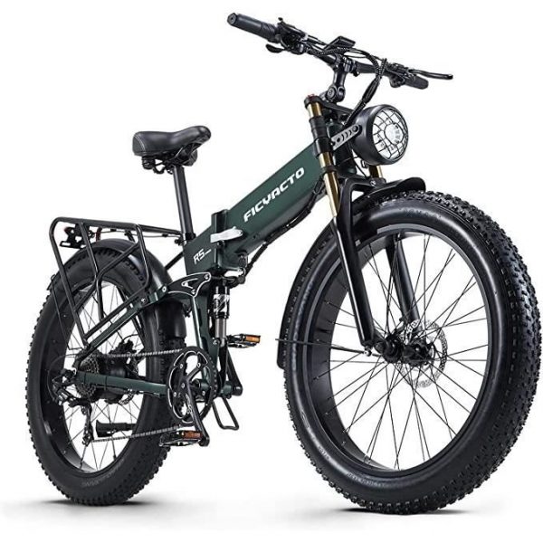 FICYACTO Vélo électrique pliable-R5PRO E-Bike Bicycle,26" Electrique 1000W 48V16AH Batterie lithium - LCD - Autonomie 45-60KM-Vert