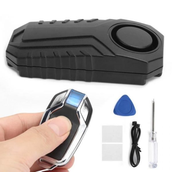 Fdit Alarme de télécommande de moto Alarme antivol avec alerte de vibration pour vélo électrique Scooter moto usage domestique