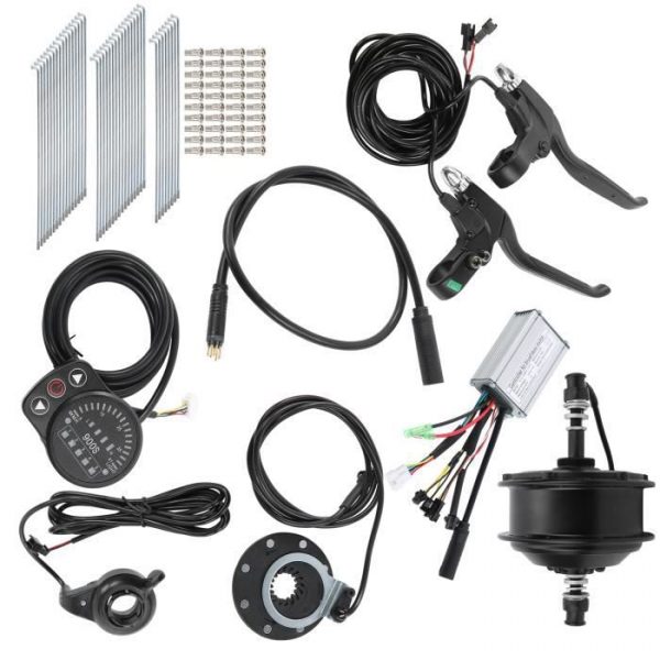 VGEBY Ensemble de conversion de vélo électrique Kit de Conversion de Vélo Électrique Moteur 48V 250W Jante 24 po 12G avec