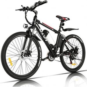 VTT Électrique Vivi 26'' Adulte 21 Vitesses-250W-25 km/h avec Batterie Lithium-ION Amovible 8Ah- Noir-Vélo électrique de montagne