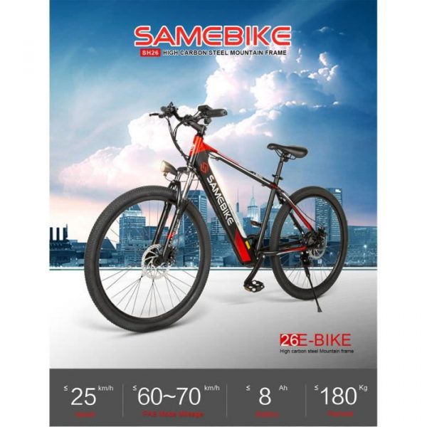 Vélo Électrique VTT 26" SHIMANO 7 vitesses SAMEBIKE SH26 250W Noir