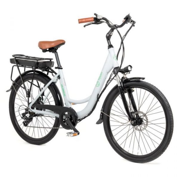 Vélo Électrique Youin Los Angeles 7 vitesse SHIMANO - 250W - Roue 26''- Batterie Lithium Amovible 36V/10Ah - Autonomie 40Km - Blanc