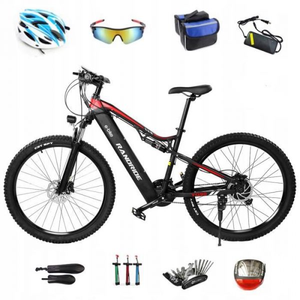 Vélo électrique 27.5" Randride YG90 - VTT - 27 vitesses - SHIMANO Frein à disque hydraulique - Fourche de ressort à huile -48V17AH -
