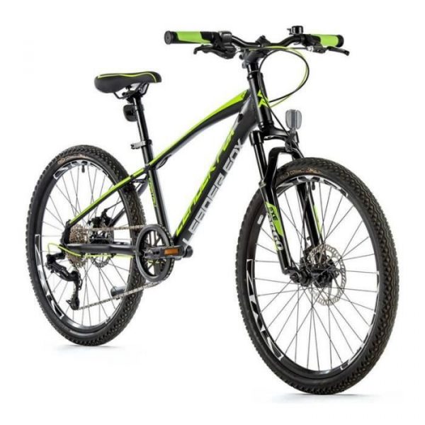 Vélo électrique VTT 24 musculaire enfant Leader Fox Capitain 2023 8V - noir / vert - 135/145 cm