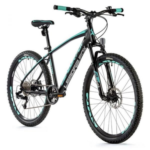 Vélo électrique VTT musculaire cadre alu Leader Fox Factor 2023 - noir/vert clair - 180/188 cm