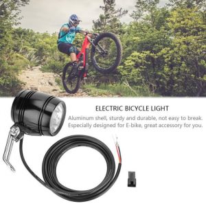 XIXIYAN LED aluminium lumière de vélo électrique e-bike phare klaxon 2 en 1 (noir)