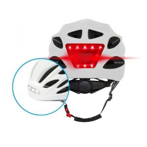 BEEPER - Casque avec LED avant et arrière pour Vélo, VTT, Trottinette électrique, Taille M, Blanc ME134M-W