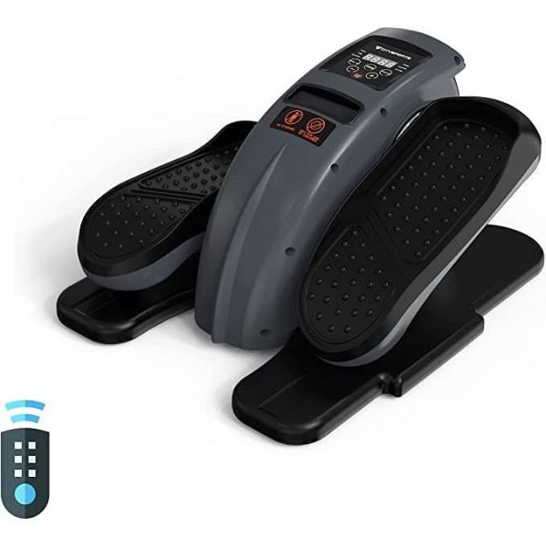 CITYSPORTS- CS-JT1, Stepper de Fitness, Mini-Vélo elliptique, Noir avec Gris, Vélo elliptique électrique à siège sous table avec écr
