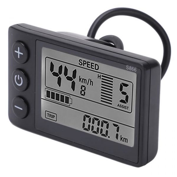 Cikonielf Affichage LCD pour vélo électrique Vélo électrique S866 LCD Display Meter 24V 36V 48V Panneau de commande avec prise